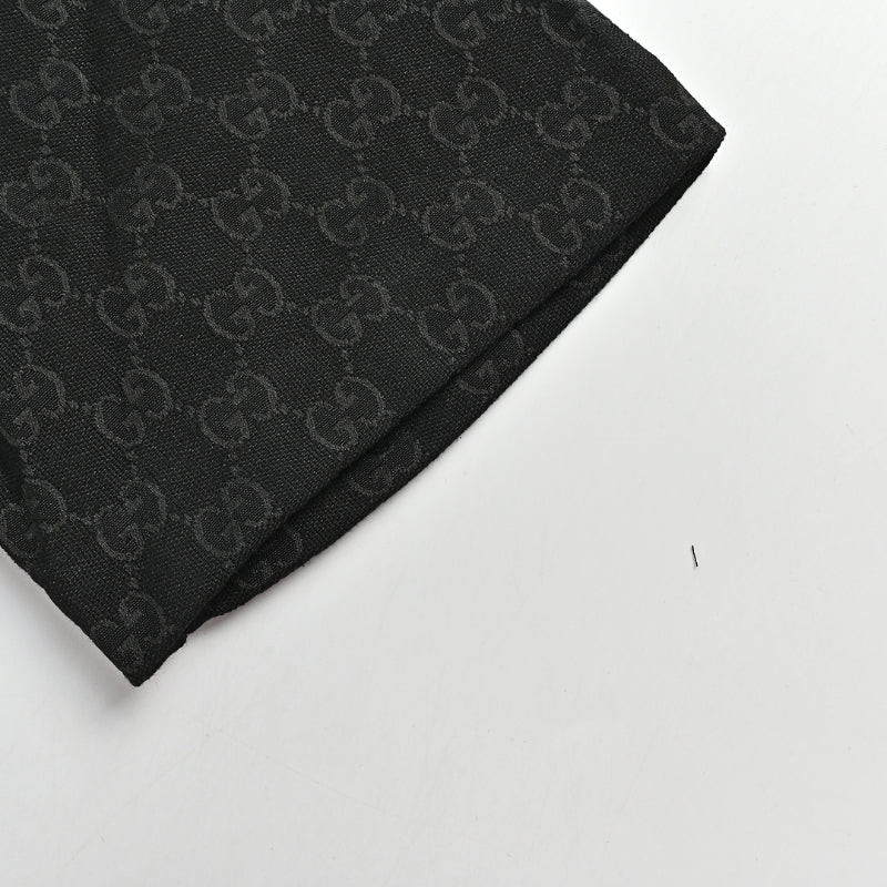 Gucci Black Tonal Double-G Jacquard Camp Collar Shirt