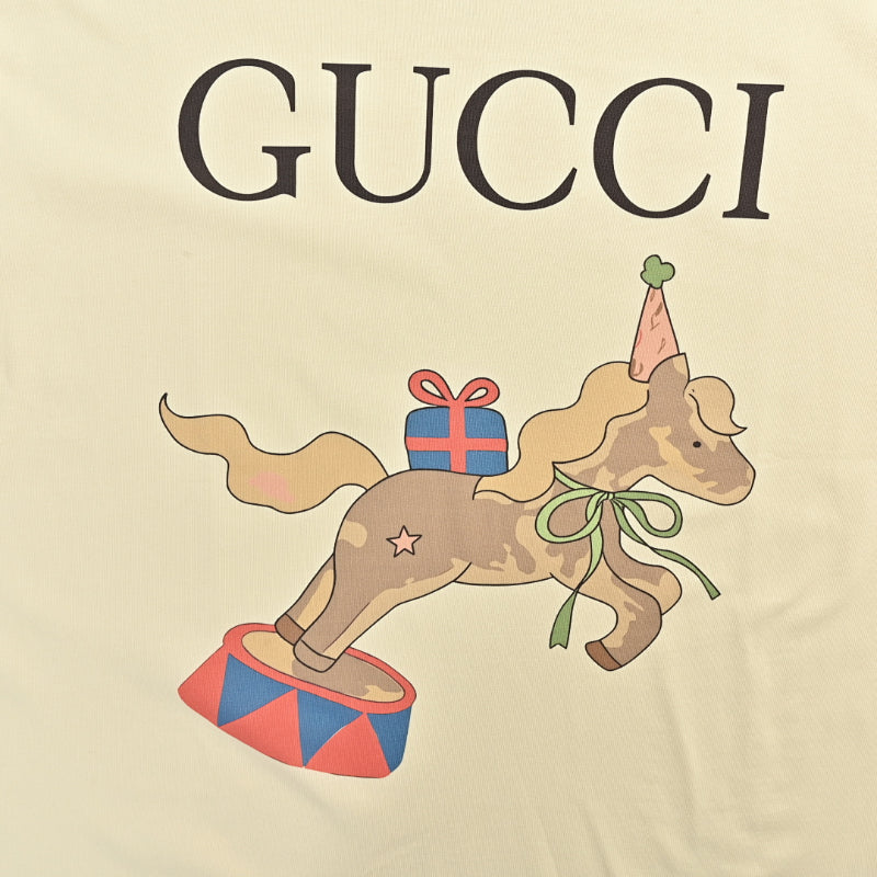 Gucci Butter Yellow Circus Pony Watercolor Graphic Tee