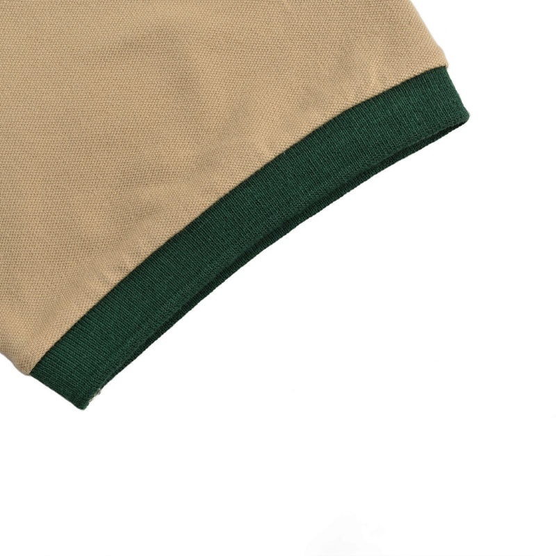 Gucci Beige Piqué Web Stripe Collar Chest Pocket Polo Shirt