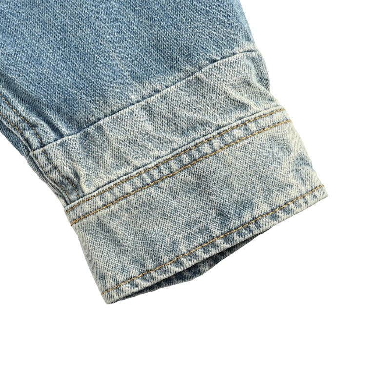 Gucci Two-Tone Panelled Denim Overshirt with Chain-Stitch Pocket Detail