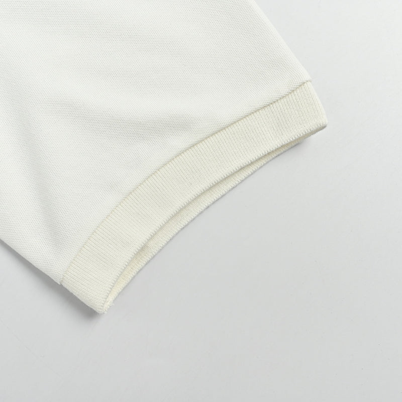 Gucci Ivory Double-Stripe Collar GG Badge Pocket Piqué Polo
