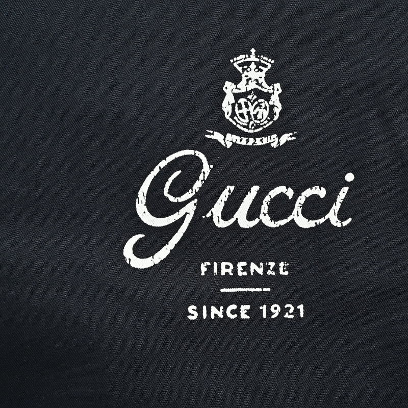 Gucci Black Wide-Leg Trousers with Vintage Crest Print