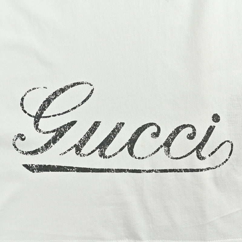 Gucci Ivory Script Hem Graphic Tee