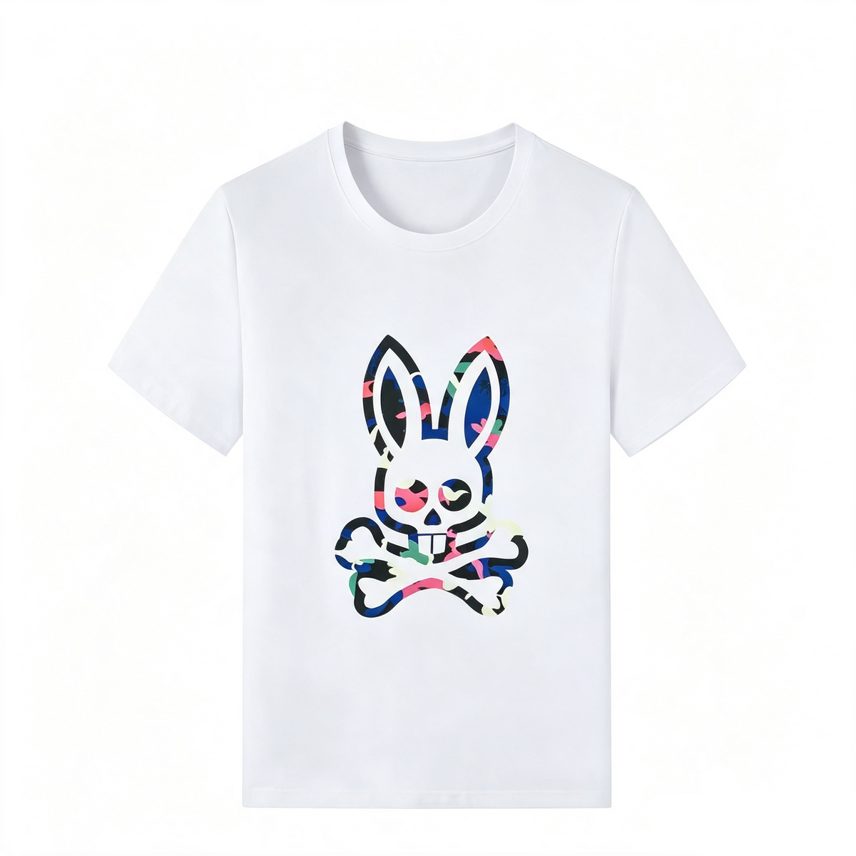 Psycho Bunny Pastel Camo Tee – White Tropical Camouflage Streetwear T-Shirt