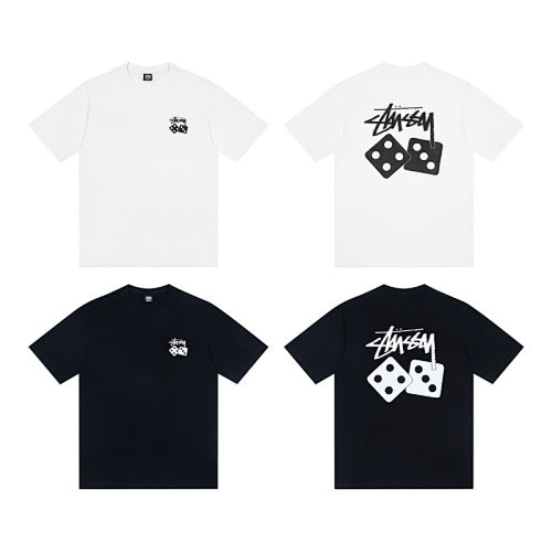 Stussy Dice Pigment Dyed Tee Logo Print Crew Neck Short Sleeve T-Shirt