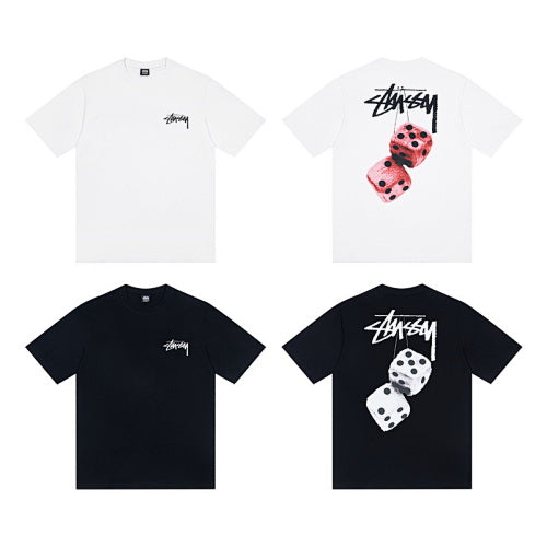 Stussy Fuzzy Dice Tee Print Crew Neck Short Sleeve T-Shirt