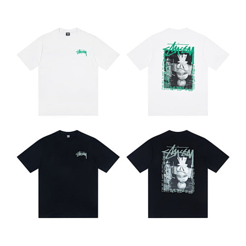 Stussy Sculptured Script Logo Print Crew Neck Short Sleeve T-Shirt