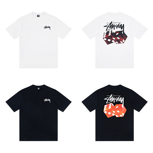 Stussy Classic Dice Script Logo Print Crew Neck Short Sleeve T-Shirt