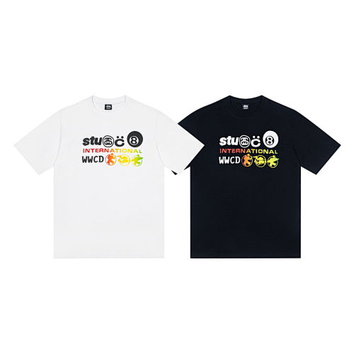 Stussy International WWCD Multi-Graphic Print Crew Neck Short Sleeve T-Shirt