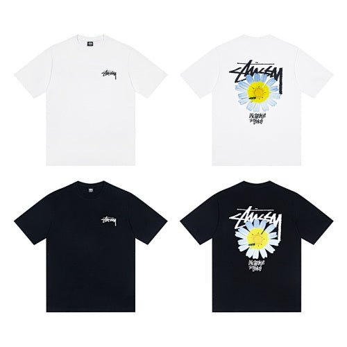 Stussy Increase the Peace Daisy Floral Print Crew Neck Short Sleeve T-Shirt