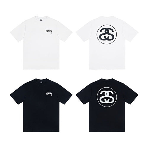 Stussy Geometric Circle Logo Print Crew Neck Short Sleeve T-Shirt