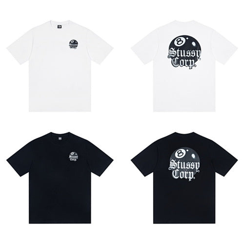 Stussy 8-Ball Series Corp. Gothic Lettering Print Crew Neck Short Sleeve T-Shirt