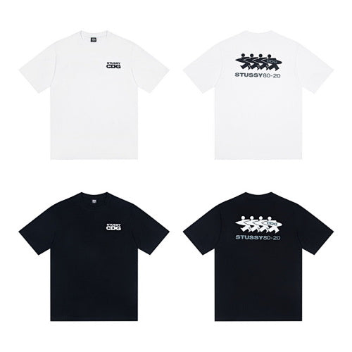 Stussy x CDG Collaboration Logo Print Crew Neck Short Sleeve T-Shirt