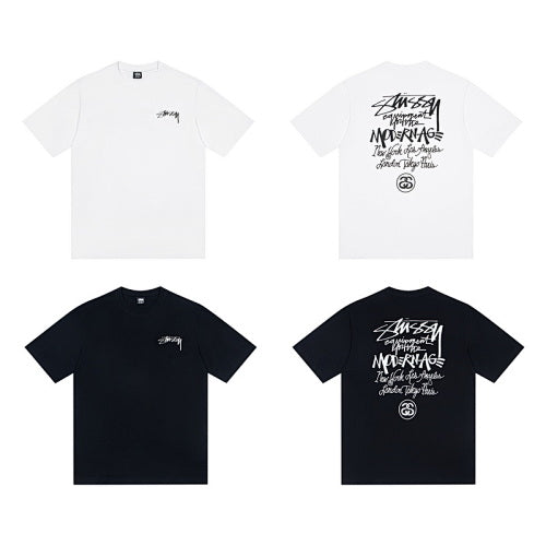 Stussy World Tour Modern Age Graffiti Logo Print Crew Neck Short Sleeve T-Shirt
