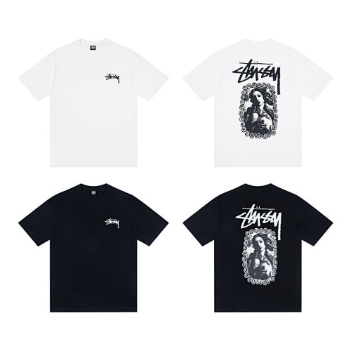 Stussy Classic Logo Figure Print Crew Neck T-Shirt