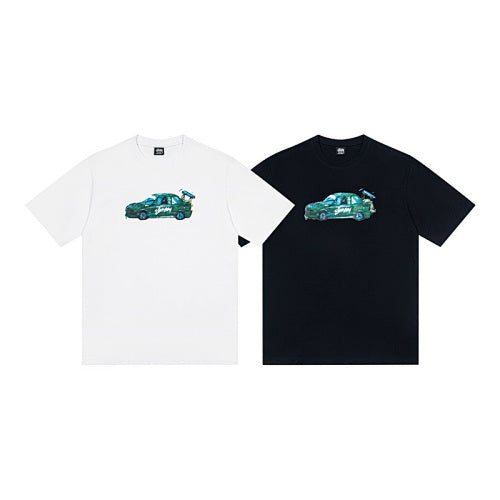 Stussy Hand-Drawn Car Print Crew Neck T-Shirt