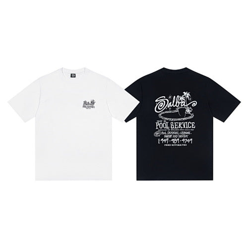 Stussy Malibu Badge Logo Print Ribbed Crew Neck Short Sleeve T-Shirt