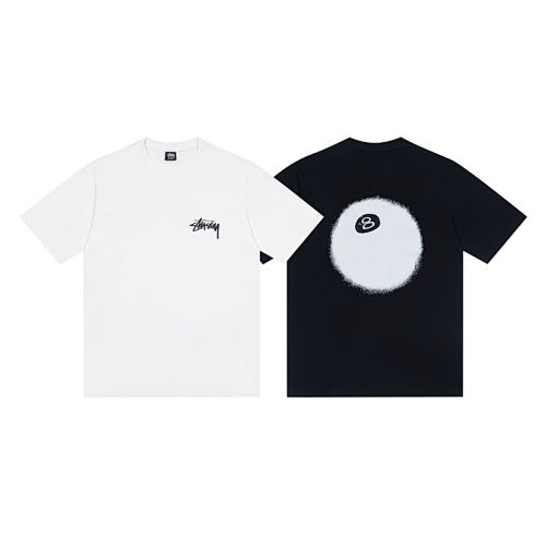 Stussy 8 Ball Series Fuzzy Halo Back Print Crew Neck Short Sleeve T-Shirt