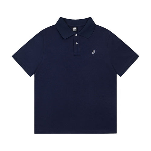 Stussy Swirl S Logo Embroidered Solid Colour Pique Polo Shirt