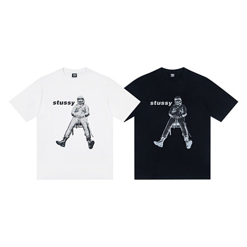Stussy Astronaut Tee Photographic Print Crew Neck Short Sleeve T-Shirt