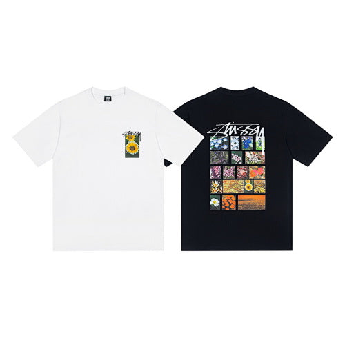 Stussy Floral Photography Grid Back Print Crew Neck Short Sleeve T-Shirt