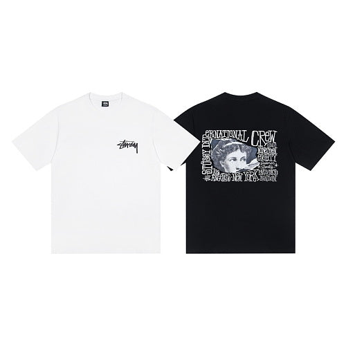 Stussy International Crew Portrait Back Graphic Print Crew Neck Short Sleeve T-Shirt