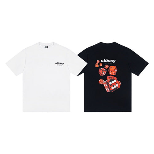 Stussy Rollers Tee Dice Print Ribbed Crew Neck Short Sleeve T-Shirt