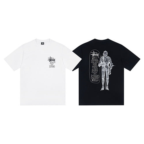 Stussy Ruff and Rugged Armoured Knight Illustration American Vintage Crew Neck Short Sleeve T-Shirt