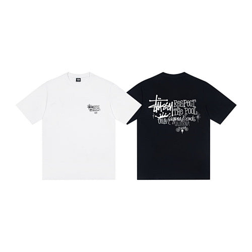 Stussy Respect The Pool Laguna Beach Back Print Crew Neck Short Sleeve T-Shirt