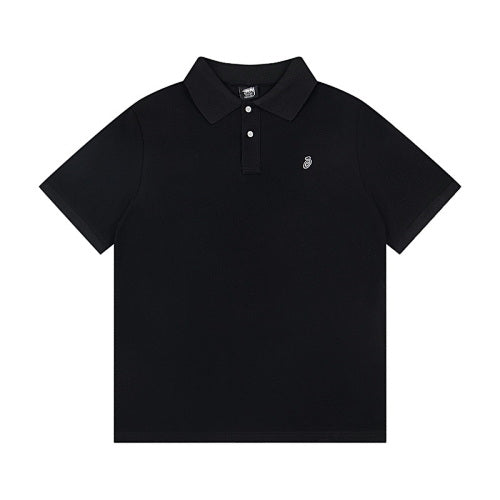 Stussy Swirl S Logo Embroidered Solid Colour Pique Polo Shirt