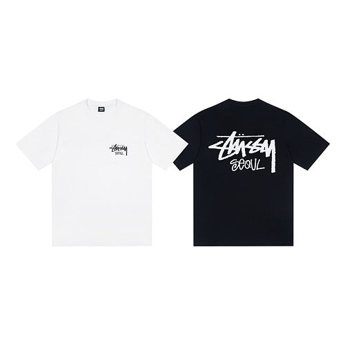 Stussy Seoul City Back Graphic Print Crew Neck Short Sleeve T-Shirt