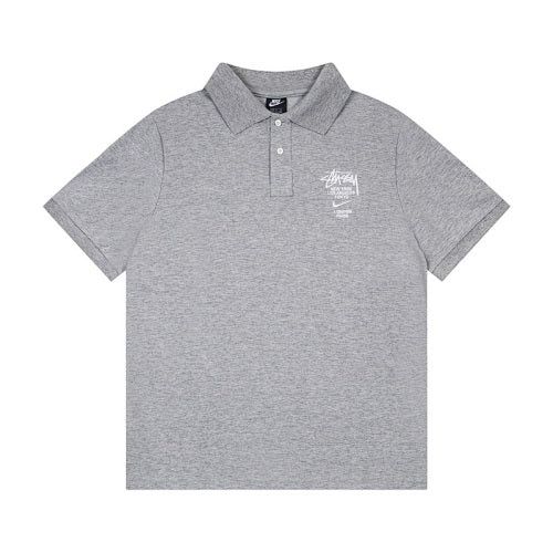 Stussy x Nike World Tour Logo Embroidered Solid Colour Pique Polo Shirt