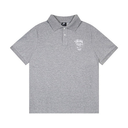 Stussy x Nike World Tour Logo Embroidered Solid Colour Pique Polo Shirt