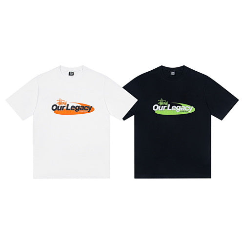 Stussy x Our Legacy Co-Branded Logo Front Print Crew Neck Short Sleeve T-Shirt