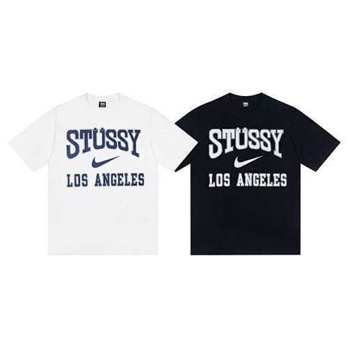 Nike x Stussy Los Angeles Collegiate Lettering Logo Crew Neck Short Sleeve T-Shirt