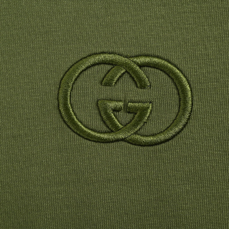 Gucci Army Green Tonal GG Embroidery Heavyweight Tee