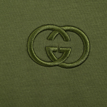 Gucci Army Green Tonal GG Embroidery Heavyweight Tee