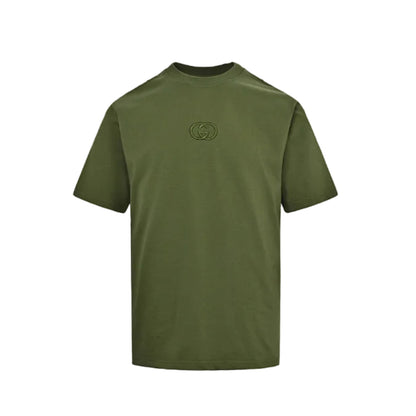 Gucci Army Green Tonal GG Embroidery Heavyweight Tee
