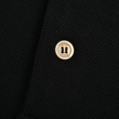 Gucci Black Piqué Contrast Collar GG Monogram Embroidered Stripe Tipped Polo Shirt