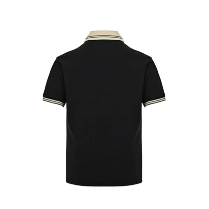 Gucci Black Piqué Contrast Collar GG Monogram Embroidered Stripe Tipped Polo Shirt