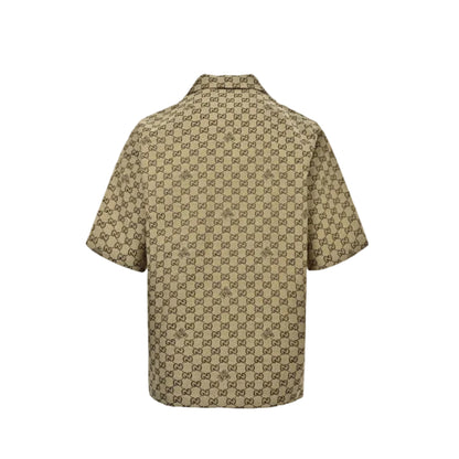 Gucci GG Monogram Jacquard Bee Camp Collar Shirt