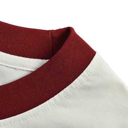 Gucci Off-White Burgundy Rib Collar 3D Block Wordmark Heavyweight Tee