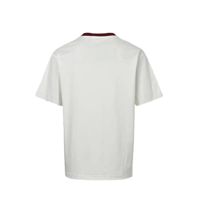 Gucci Off-White Burgundy Rib Collar 3D Block Wordmark Heavyweight Tee
