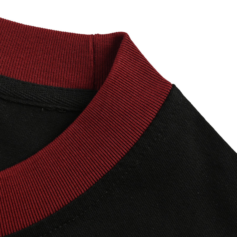 Gucci Black Burgundy Rib Collar 3D Block Wordmark Heavyweight Tee