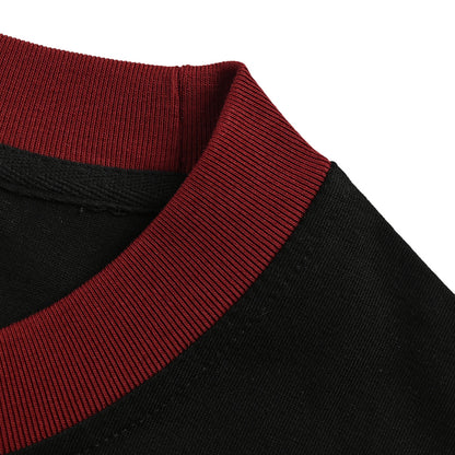 Gucci Black Burgundy Rib Collar 3D Block Wordmark Heavyweight Tee