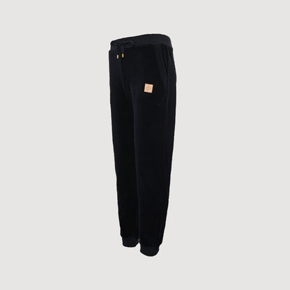 Louis Vuitton Leather Patch Fleece Joggers — Black