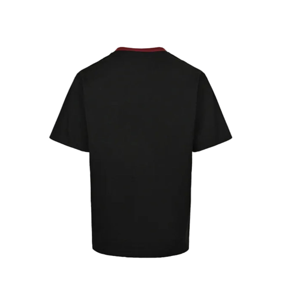 Gucci Black Burgundy Rib Collar 3D Block Wordmark Heavyweight Tee