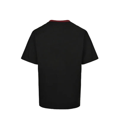 Gucci Black Burgundy Rib Collar 3D Block Wordmark Heavyweight Tee