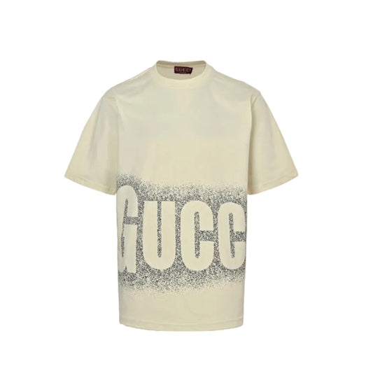 Gucci Off-White Lower-Body Spray Noise Wordmark Heavyweight Tee