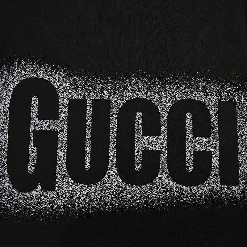 Gucci Black Lower-Body Spray Noise Wordmark Heavyweight Tee